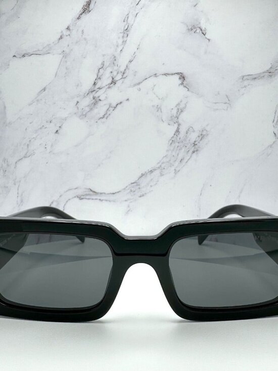 New Prada Sunglasses Black Acetate Rectangle main image 5